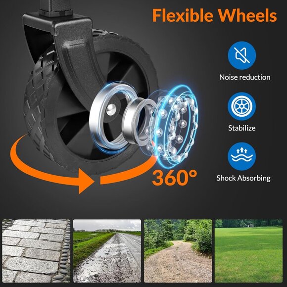 Foldable Grocery Pets Beach Garden Wagon Cart Drink Holders Large Capacity 330lb - Picture 5 of 10